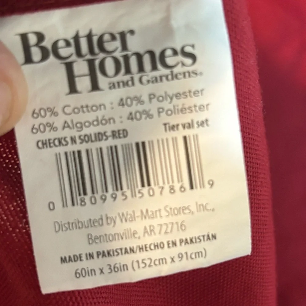 Set of 2 60” X 36” Better Homes And Gardens Red Curtains